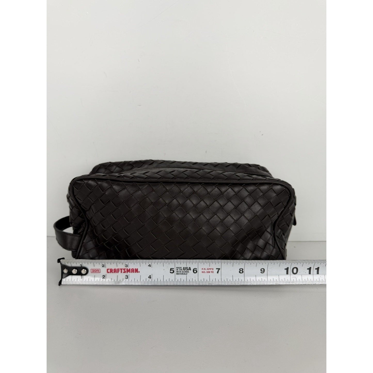 Bottega Veneta Toiletry Case Wrist Bag in Dark Brown Intrecciato Leather S-07