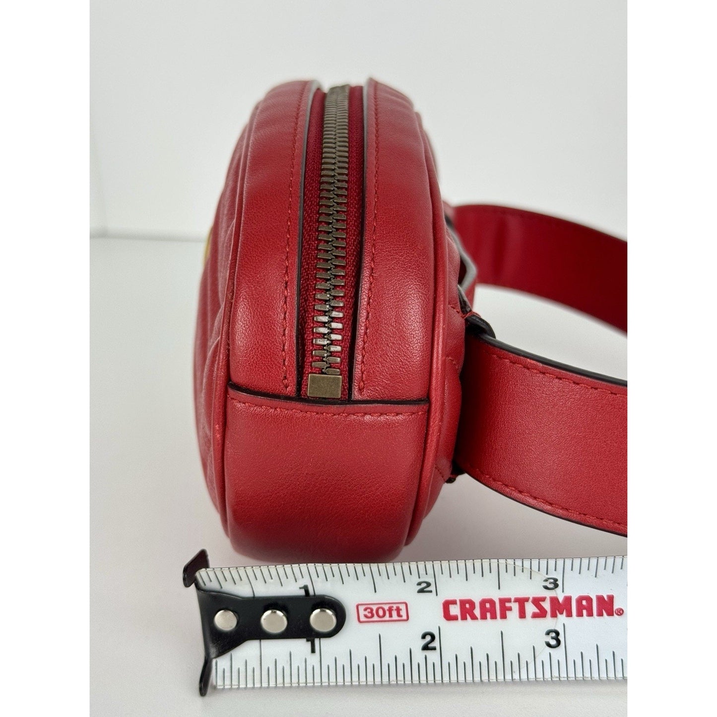 Gucci GG Marmont Red Matelasse Leather Belt Bag (85/34 476434-493075) B-2