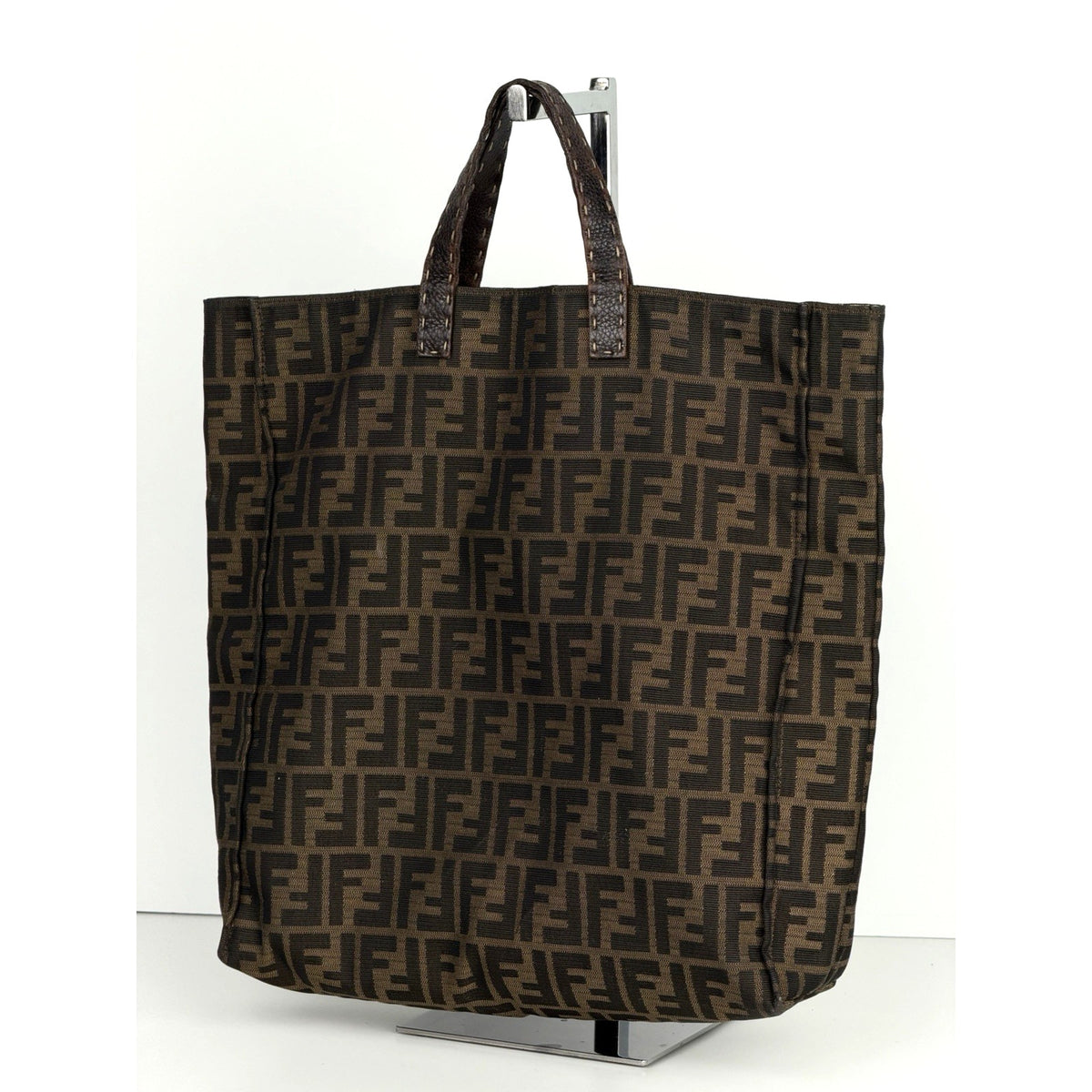 Fendi Zucca Tote Top Handles Bag in Brown Canvas "FF "Monogram S-09