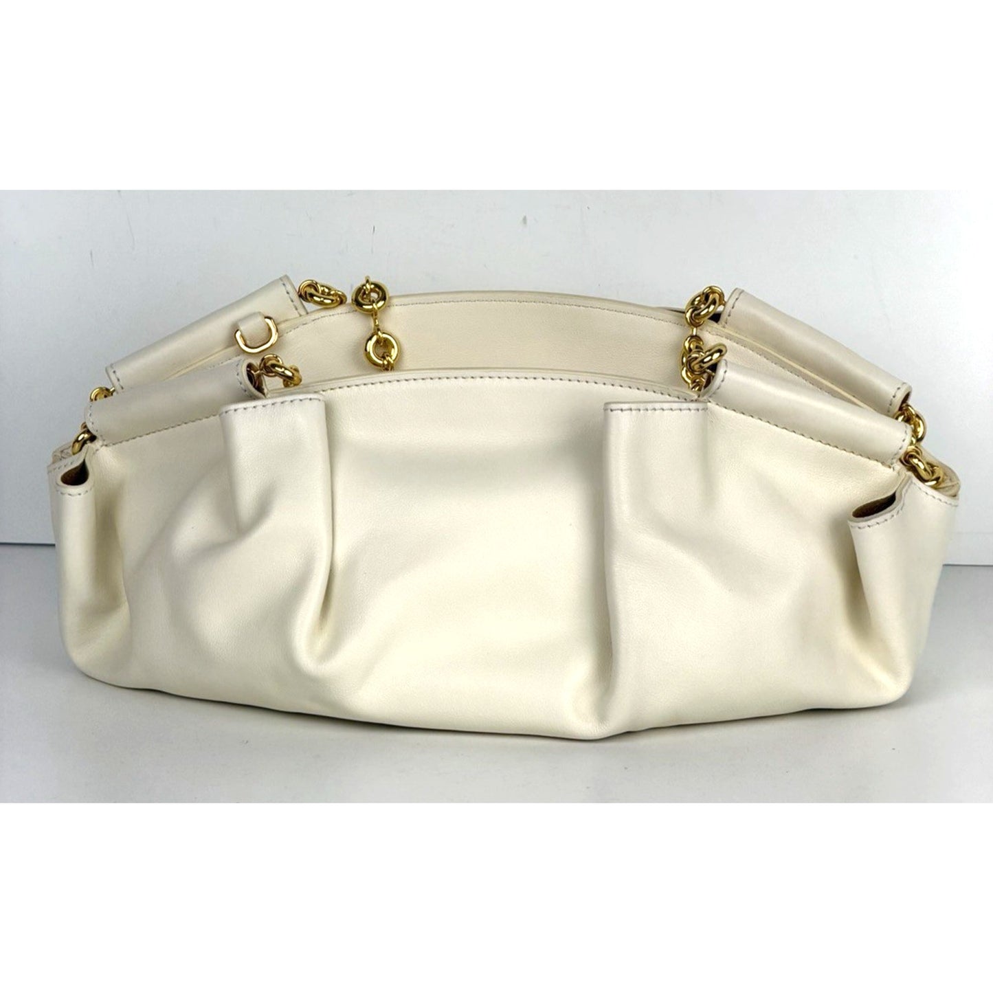 Loewe Paseo Small Bag in White Pleated Nappa Leather with Gold HW S-10
