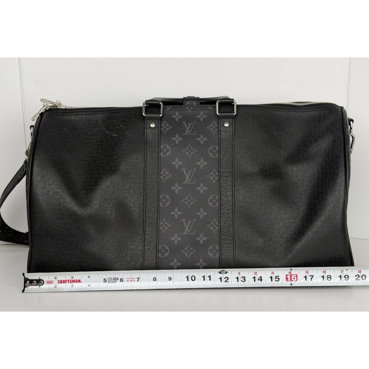 Louis Vuitton Keepall Bandouliere 50 Monogram Eclipse & Black Taiga Leather
