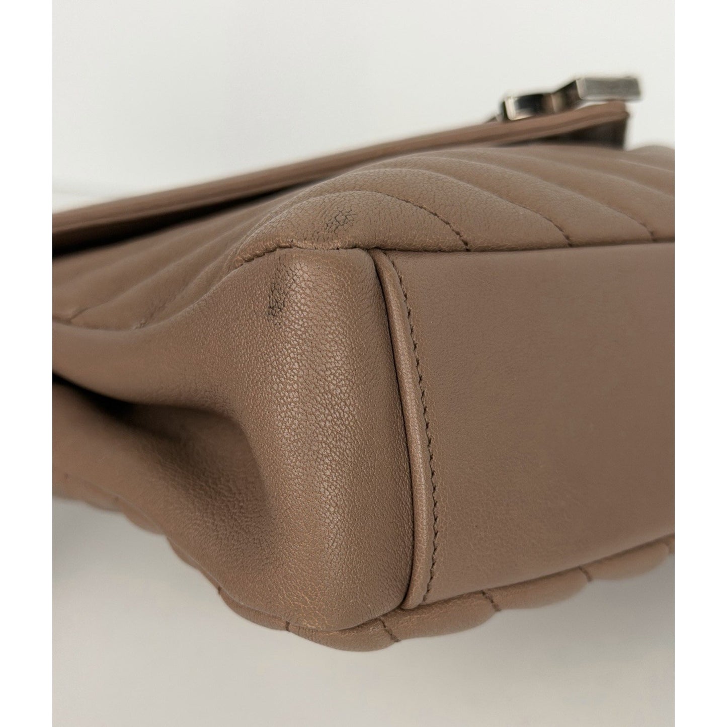 Saint Laurent Monogram College Bag Medium in Brown Quilted Chevron Leather C4
