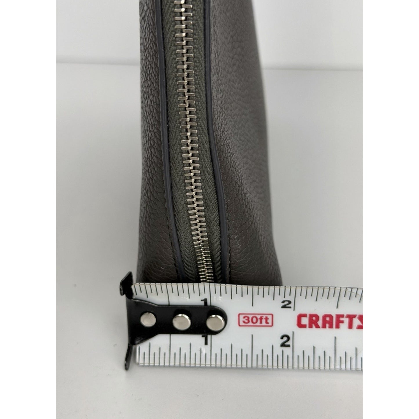 The Row Agnes Pebbled Leather Medium Zip Clutch in Grey S04
