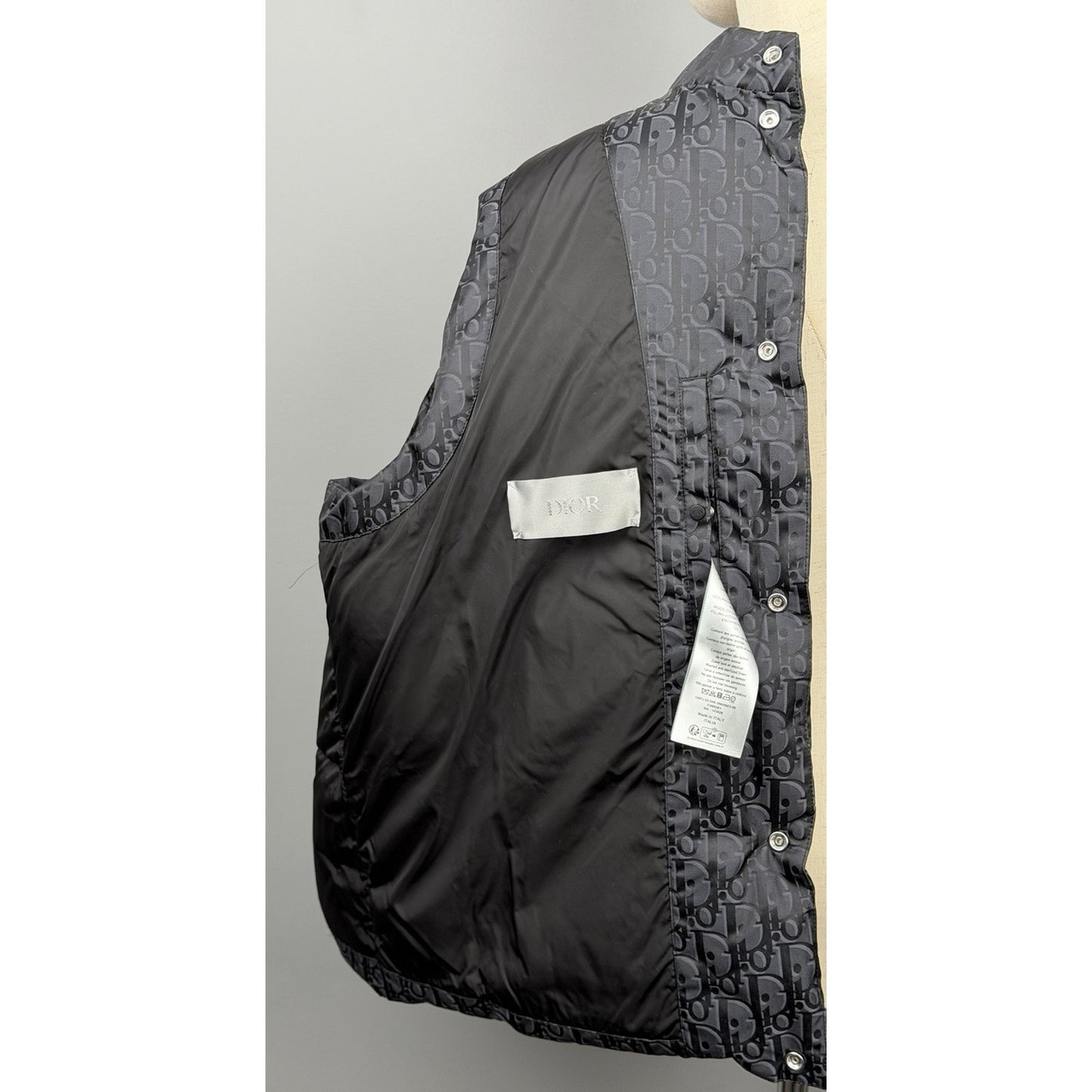 Christian Dior Men Oblique Down Vest Cotton-Blend Jacquard