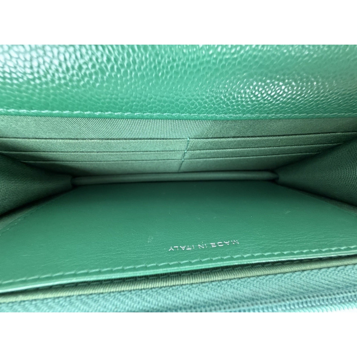 Chanel Quilted Wallet on Chain Bag in Caviar Green Leather 2020 D-4