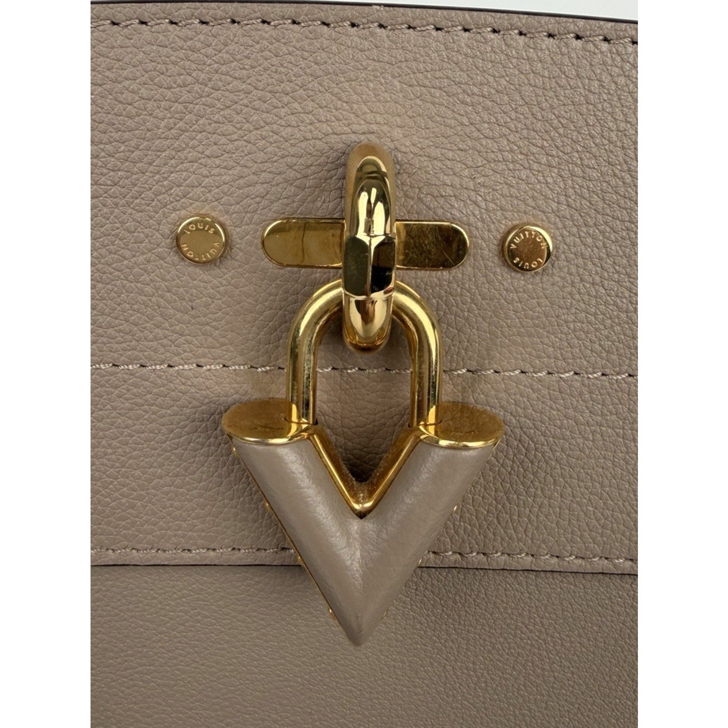 Louis Vuitton City Steamer MM Bag in Galet Gray Calfskin Leather NFC E-5