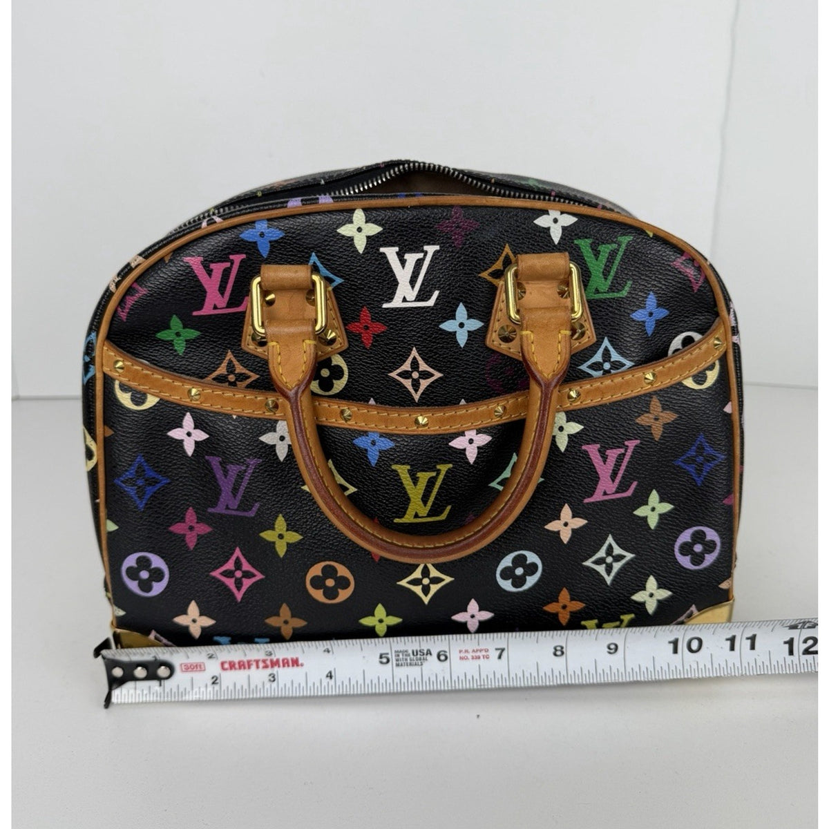 Louis Vuitton Trouville Top Handle Bag in Black Coated Canvas Vintage 2005 E2