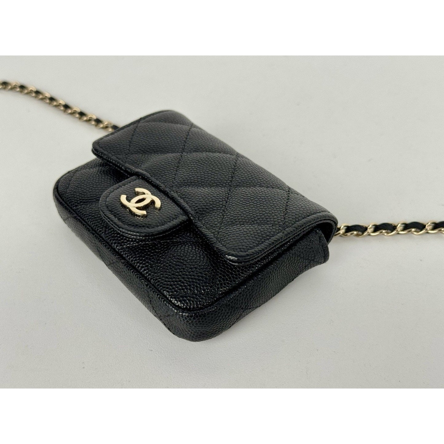 Chanel Classic Flap Chain Belt Bag Quilted Caviar Mini