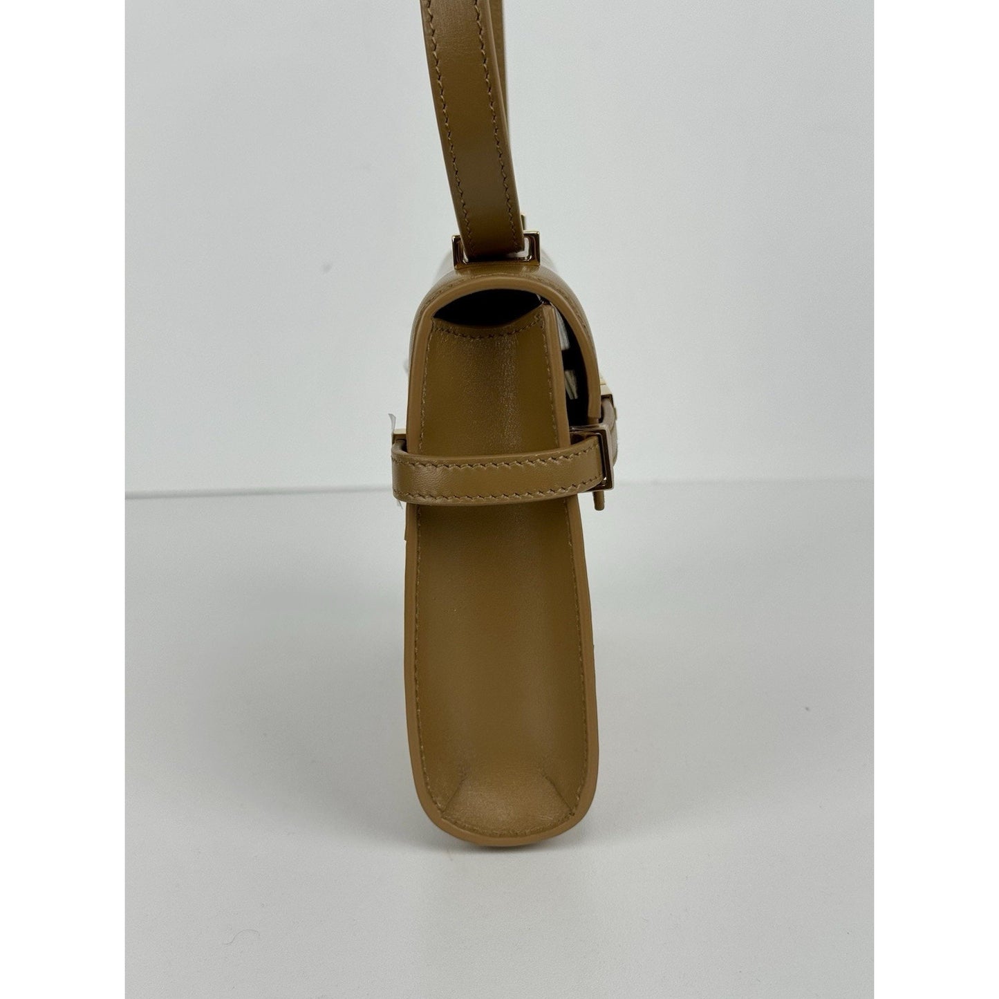 Saint Laurent Smooth Calfskin Mini Manhattan Shoulder Bag in Brown