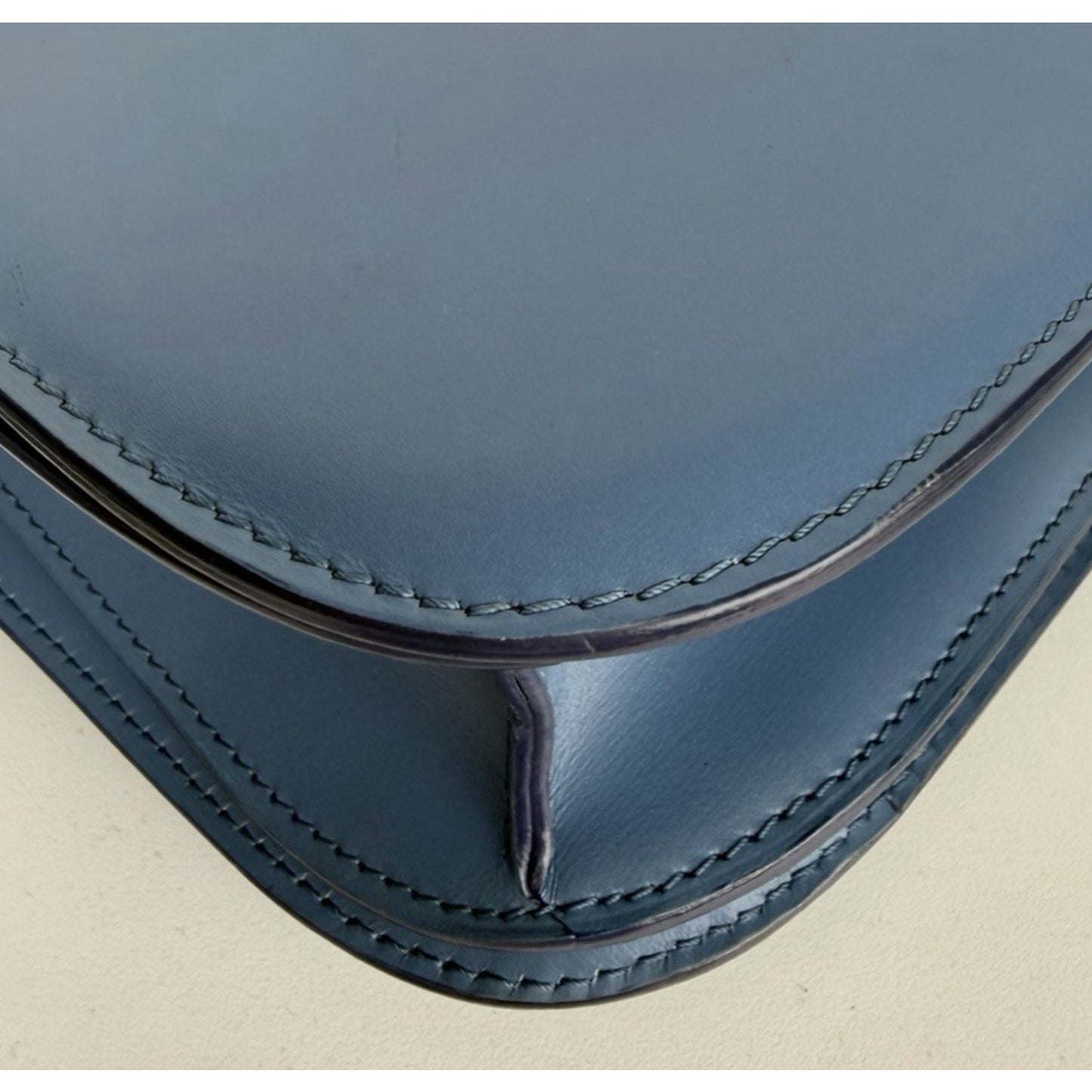 Celine Classic Box Flap Medium Bag in Blue Liege Calfskin Leather S