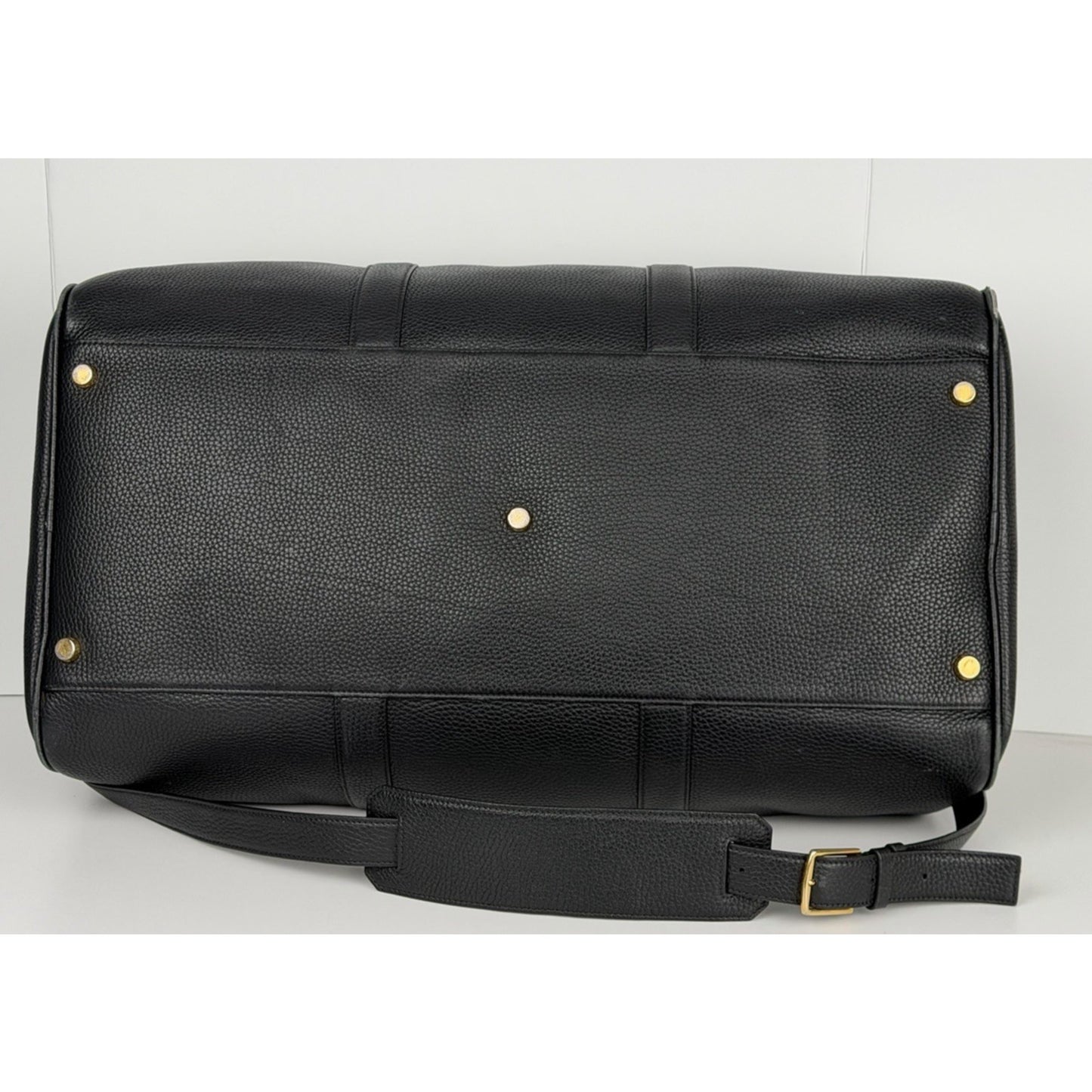 Tom Ford Weekend Black Grained Leather Duffle Bag Unisex&Gold-Tone Hardware