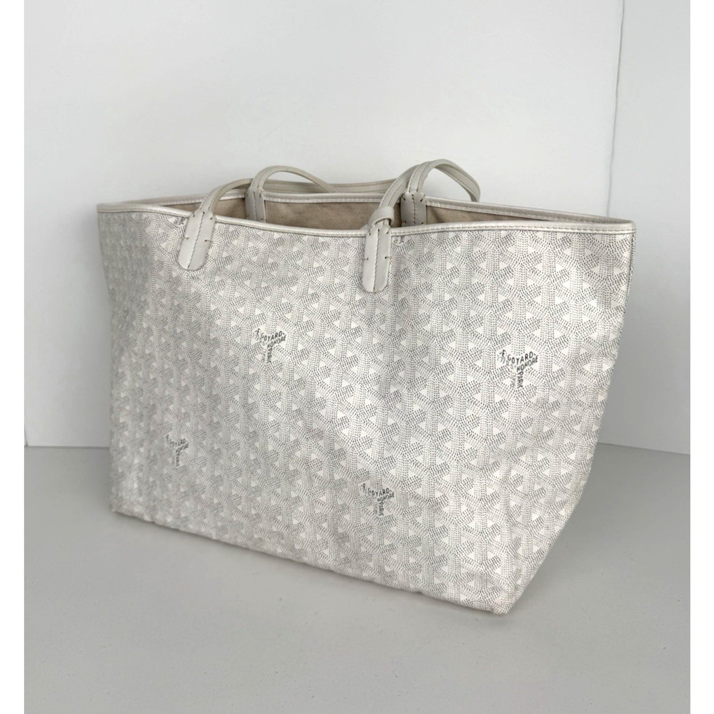 Goyard Saint Louis PM Tote Bag in White Goayrdine Coated Canvas B-2