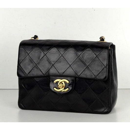 Chanel Mini Square Single Flap Bag in Black Vintage 1986-1988 E-8