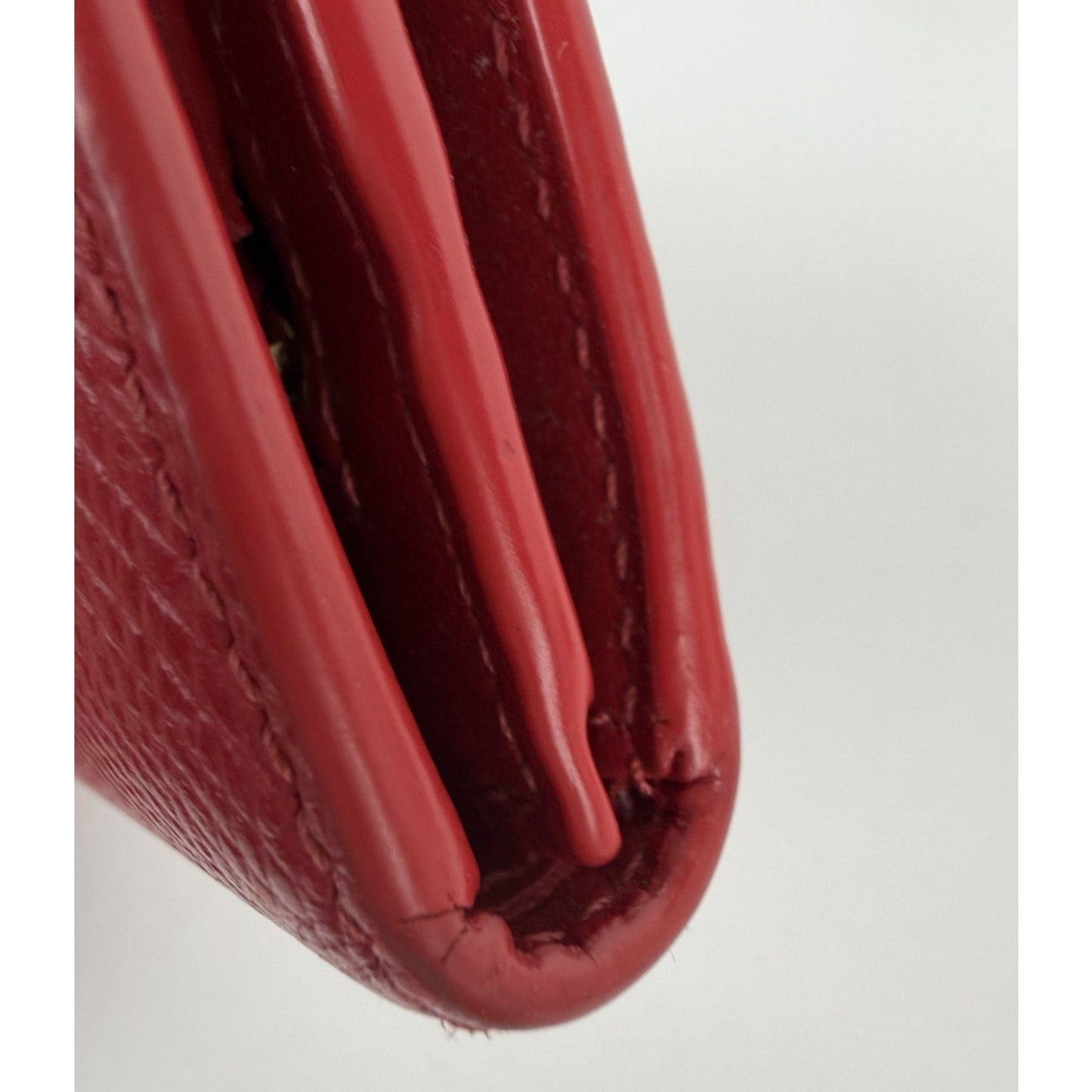 Celine Strap Wallet Medium Red Grained Calfskin Leather & Snap-Button K1