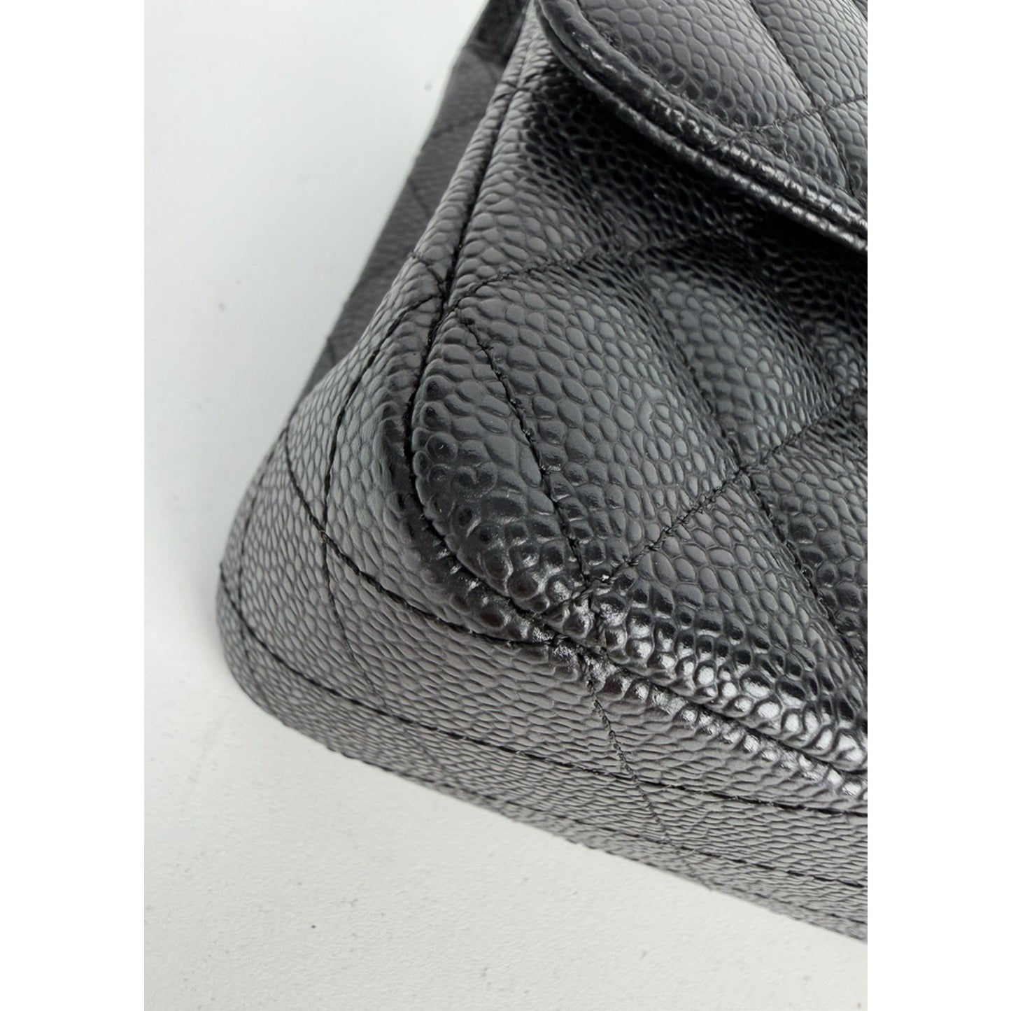 Chanel Classic Double Flap Bag Medium in Black Quilted Caviar Leather NFC D-8