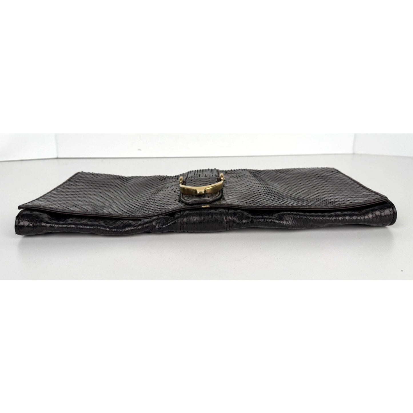 Gucci Soft Stirrup Clutch Bag in Dark Purple Python Leather K-3
