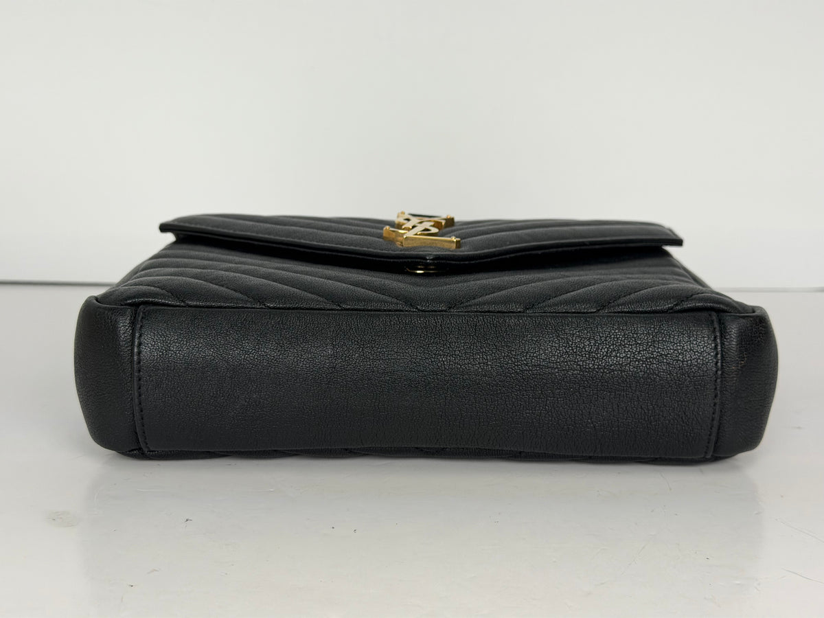 Saint Laurent Medium Envelope Bag in Black Quilted Leather YS-07