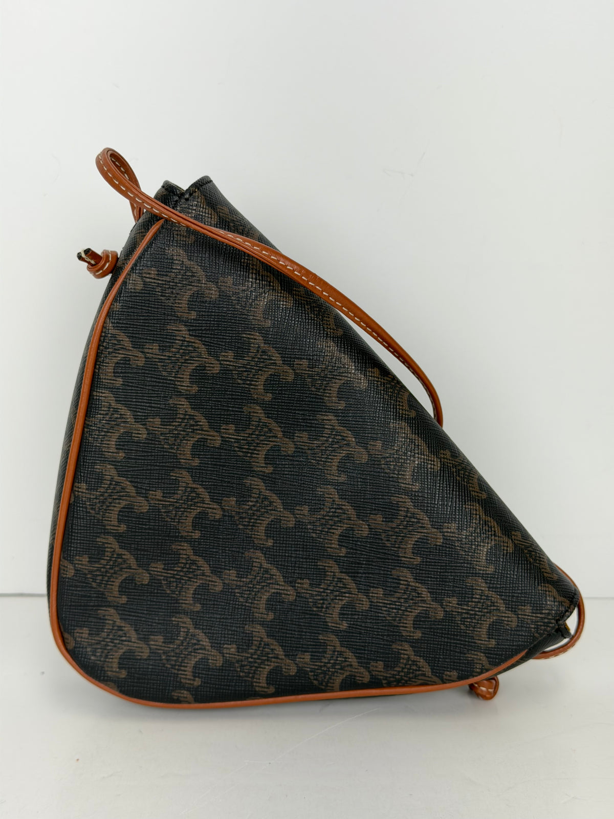 Celine Triangle Crossbody Bag in Brown Triomphe Coated Canvas YE-6