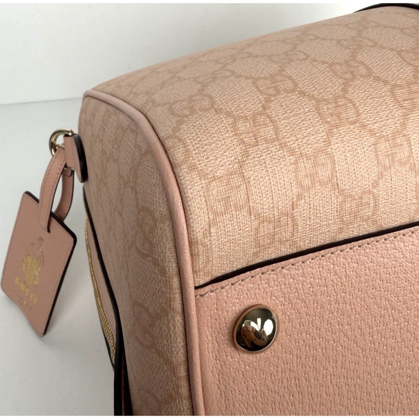 Gucci Ophidia Medium Duffle Bag in Dusty Pink GG Supreme Canvas and Leather S