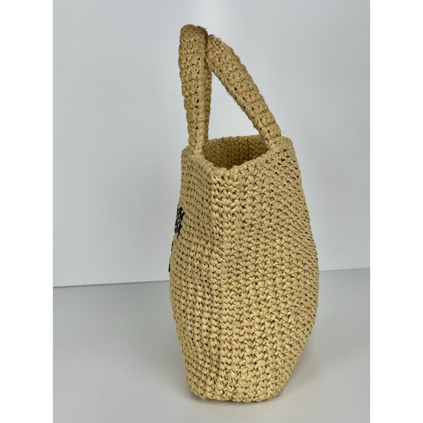 Prada Raffia Tote Bag Beige with Embroidered Logo B-2