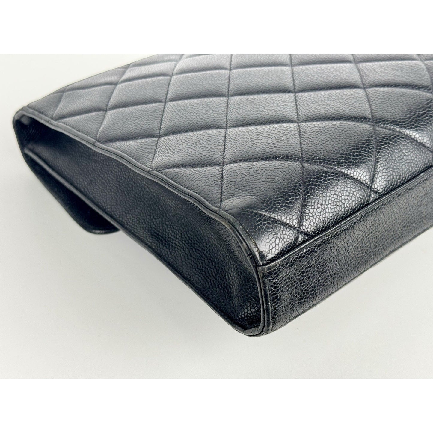 Chanel Vintage Quilted Briefcase Black Caviar Leather