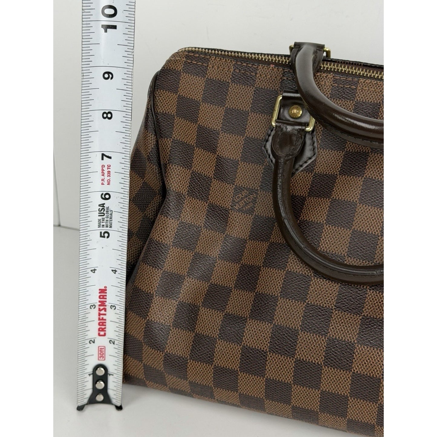 Louis Vuitton Speedy Shoulder Bag 30 Damier Ebene Canvas & Red Interior 2011 S22