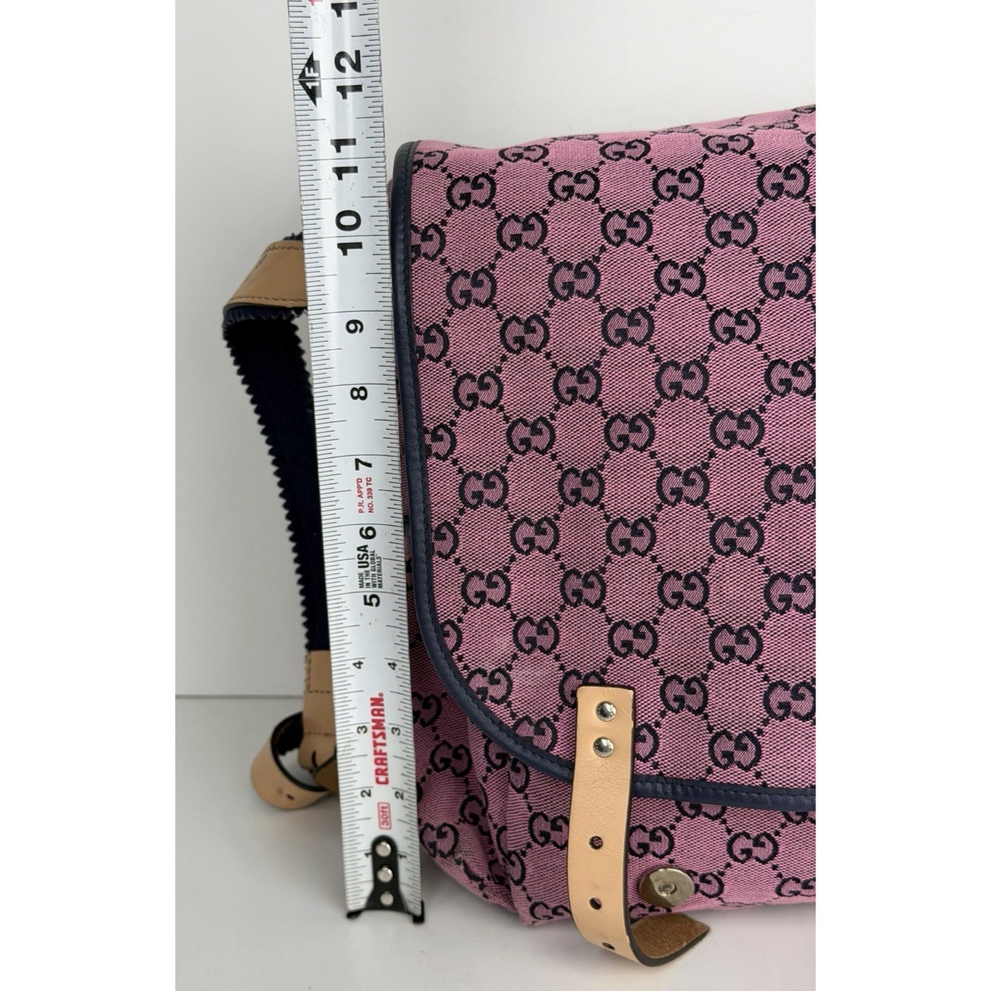 Gucci GG Multicolor Diaper Bag in Pink and Blue Monogram Canvas S