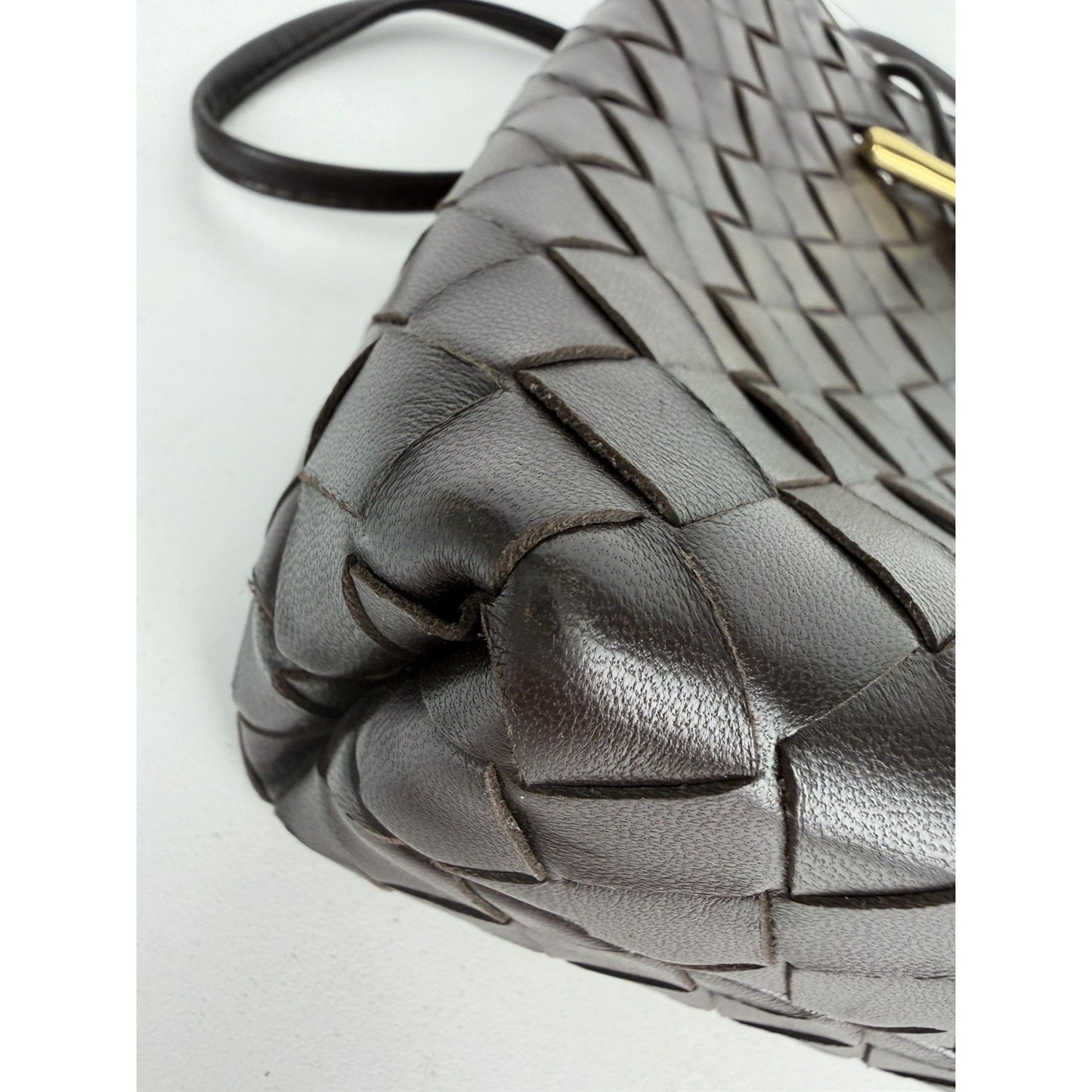 Bottega Veneta Andiamo Phone Pouch Bag in Dark Brown Intrecciato Leather NFC S08
