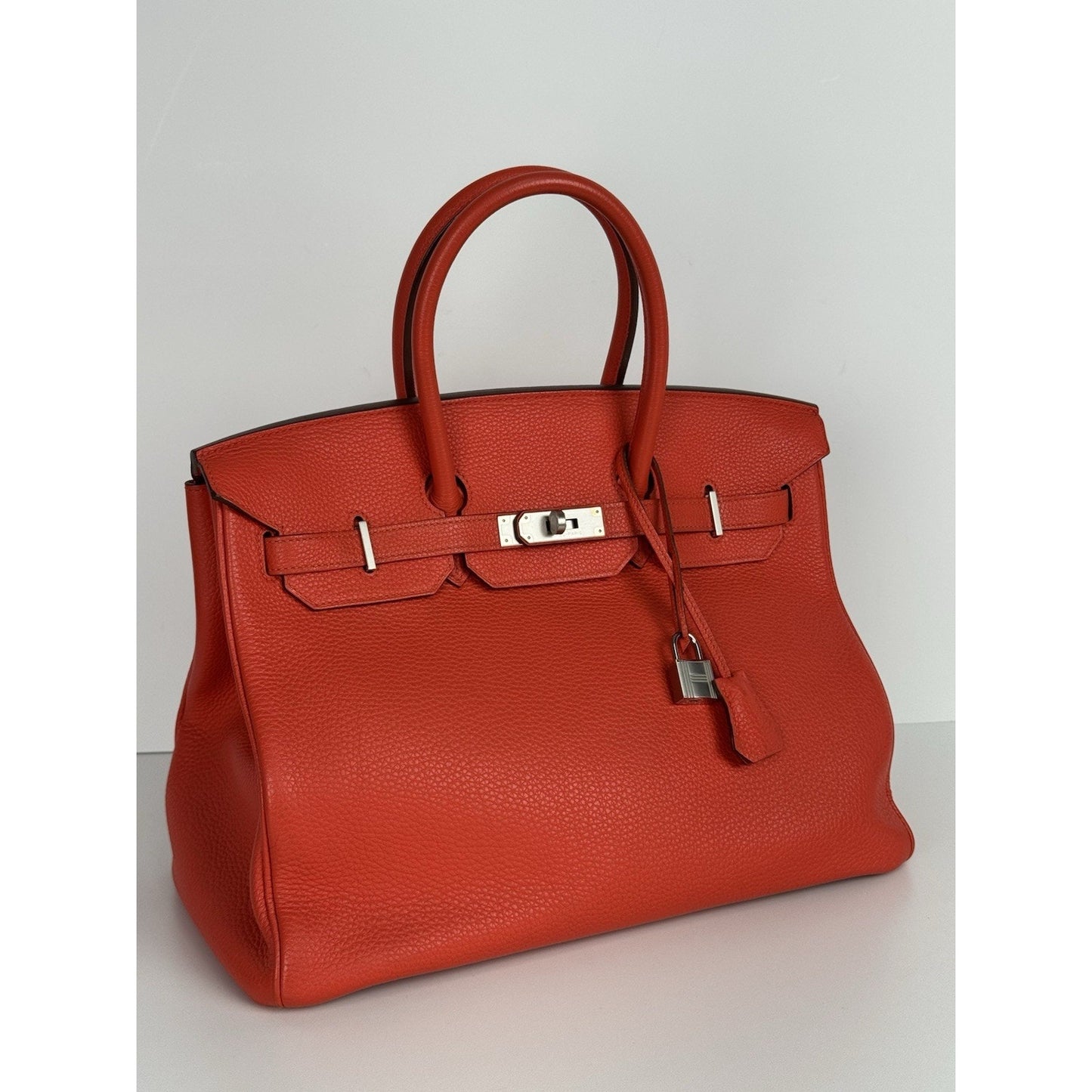 Hermes Birkin 35 Handbag in Red Clemence Leather with Palladium Hardware D-4