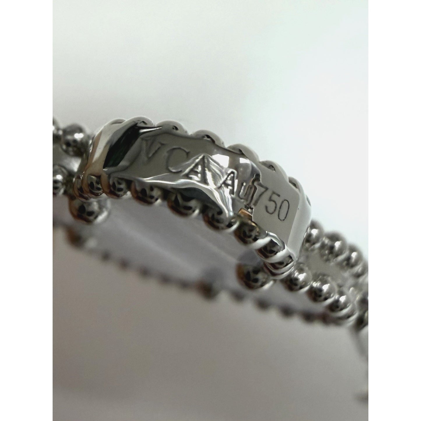 Van Cleef & Arpels Vintage Alhambra 5-Motif Bracelet 18k White Gold Chalcedony