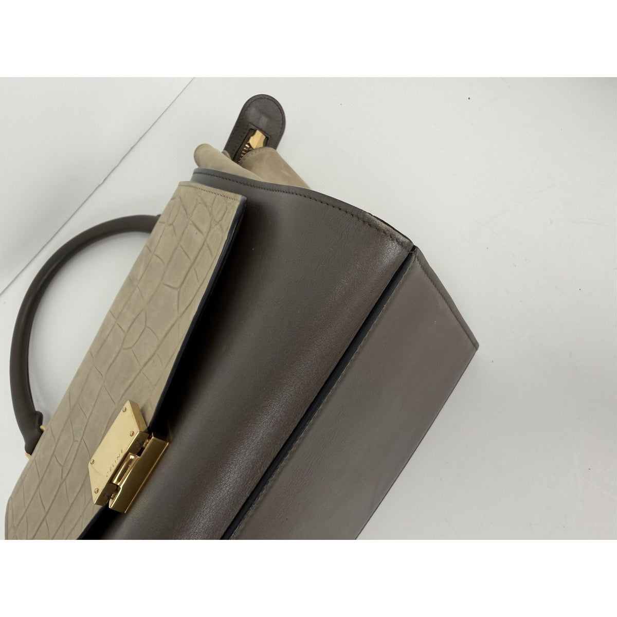 Celine Trapeze Micro Bag in Crocodile Embossed Calfskin Calfskin Leather S02