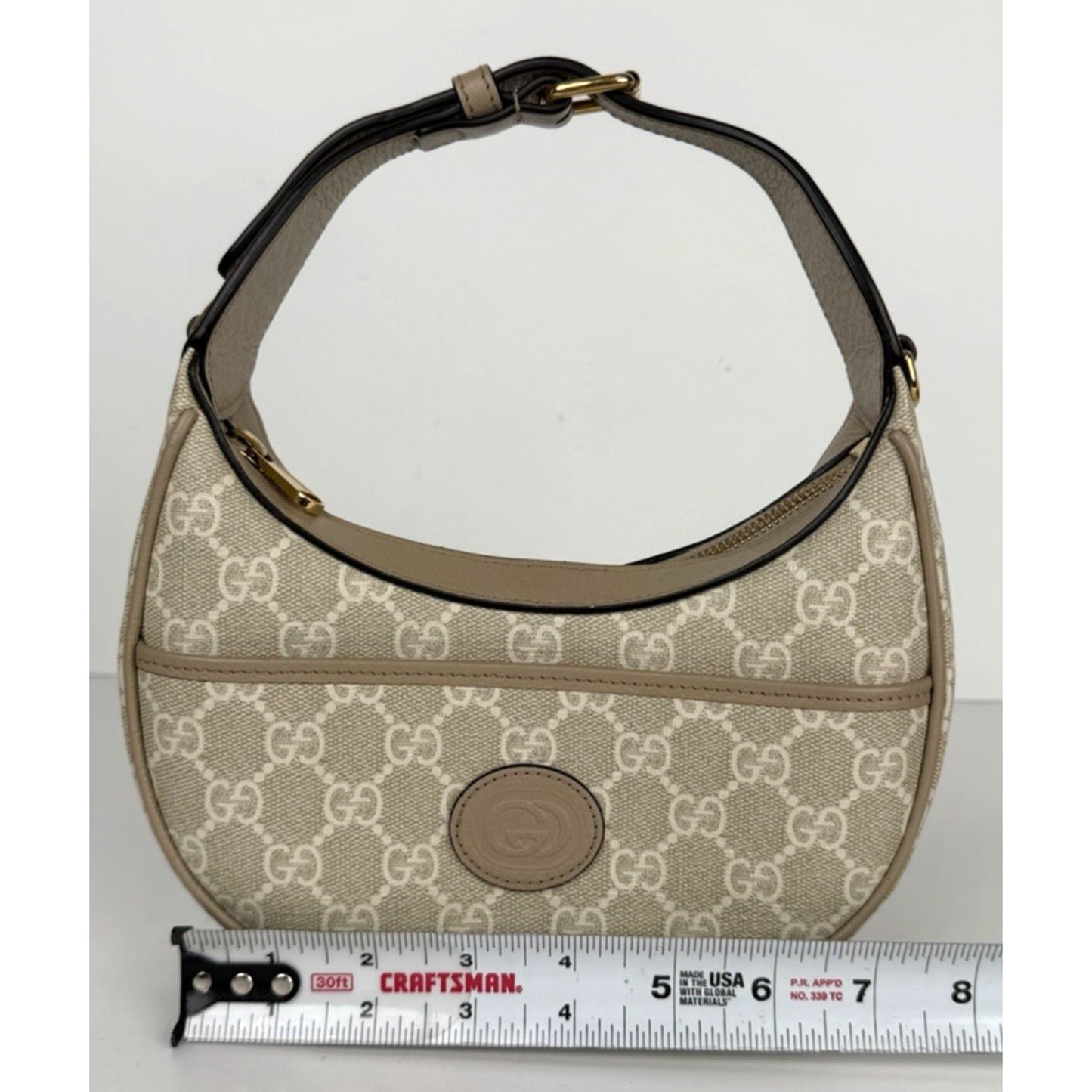 Gucci GG Supreme Crescent Mini Half-Moon Shoulder Bag in Coated Canvas S-07