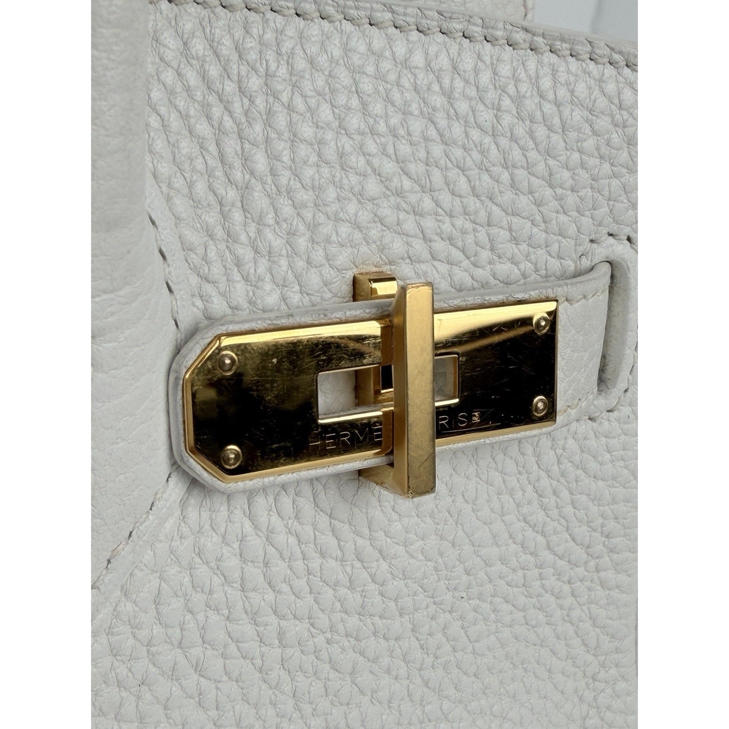 Hermes Birkin 30 Handbag in Off-White Clemence Leather 2015
