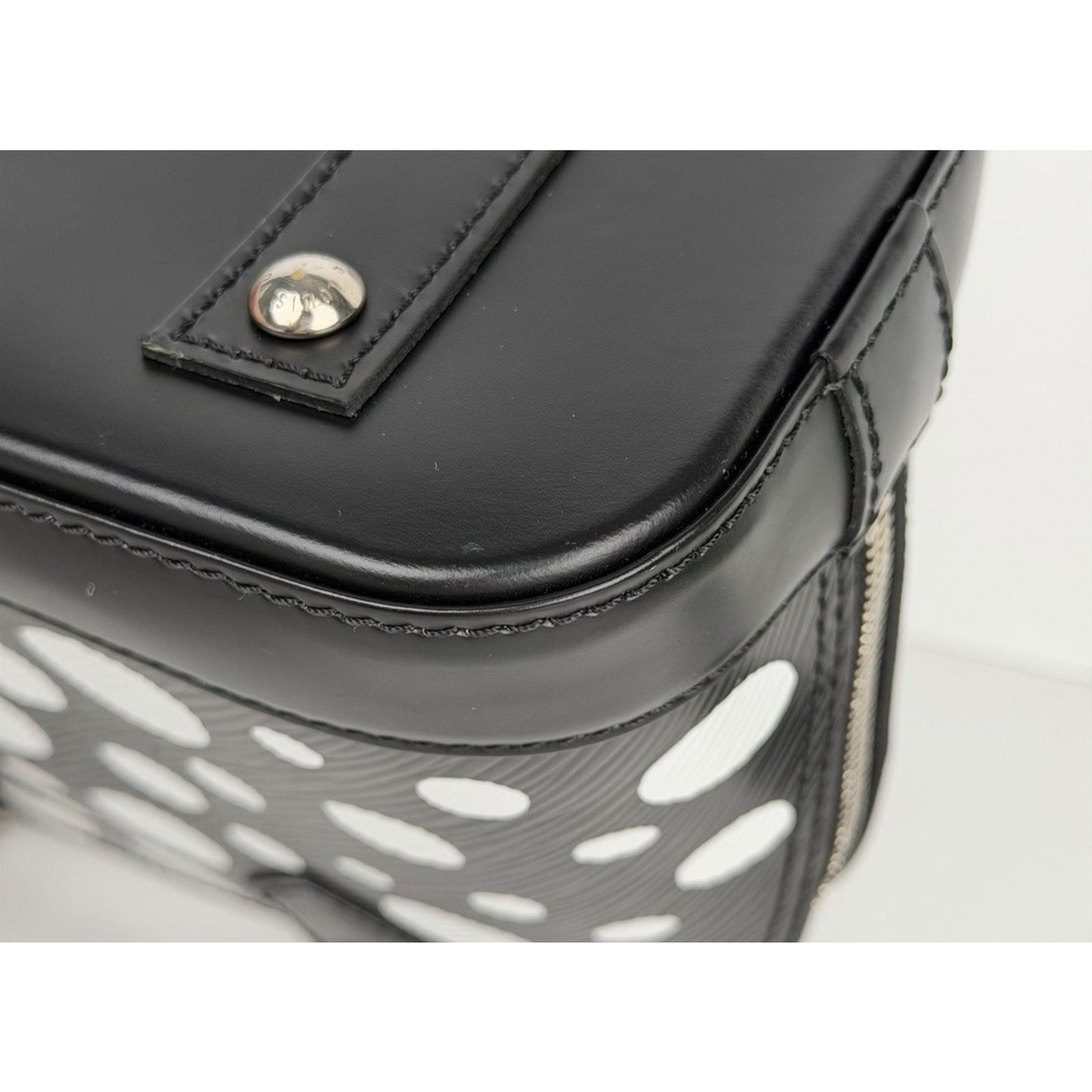Louis Vuitton x Yayoi Kusama Alma BB Handbag in Black Epi Leather NFC C8