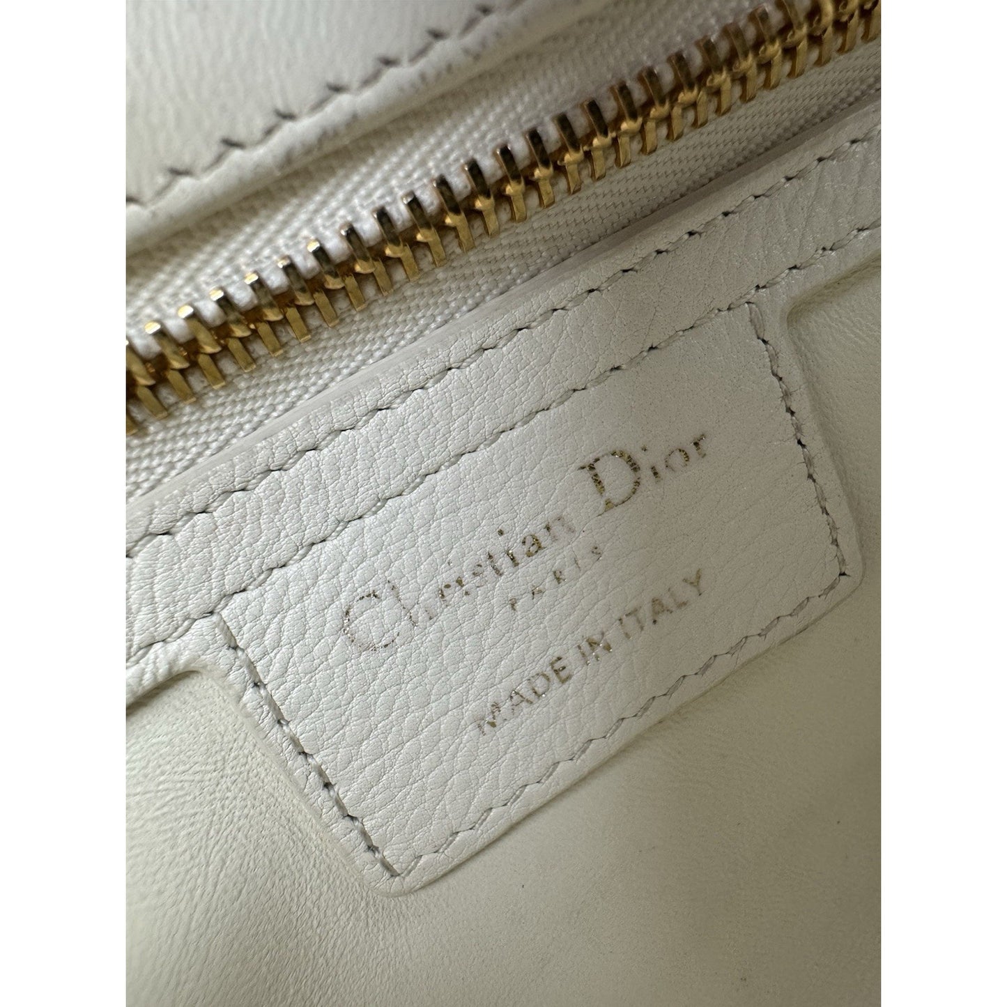 Dior Caro Bag in White Supple Leather with Gold Tone Hardware E-3