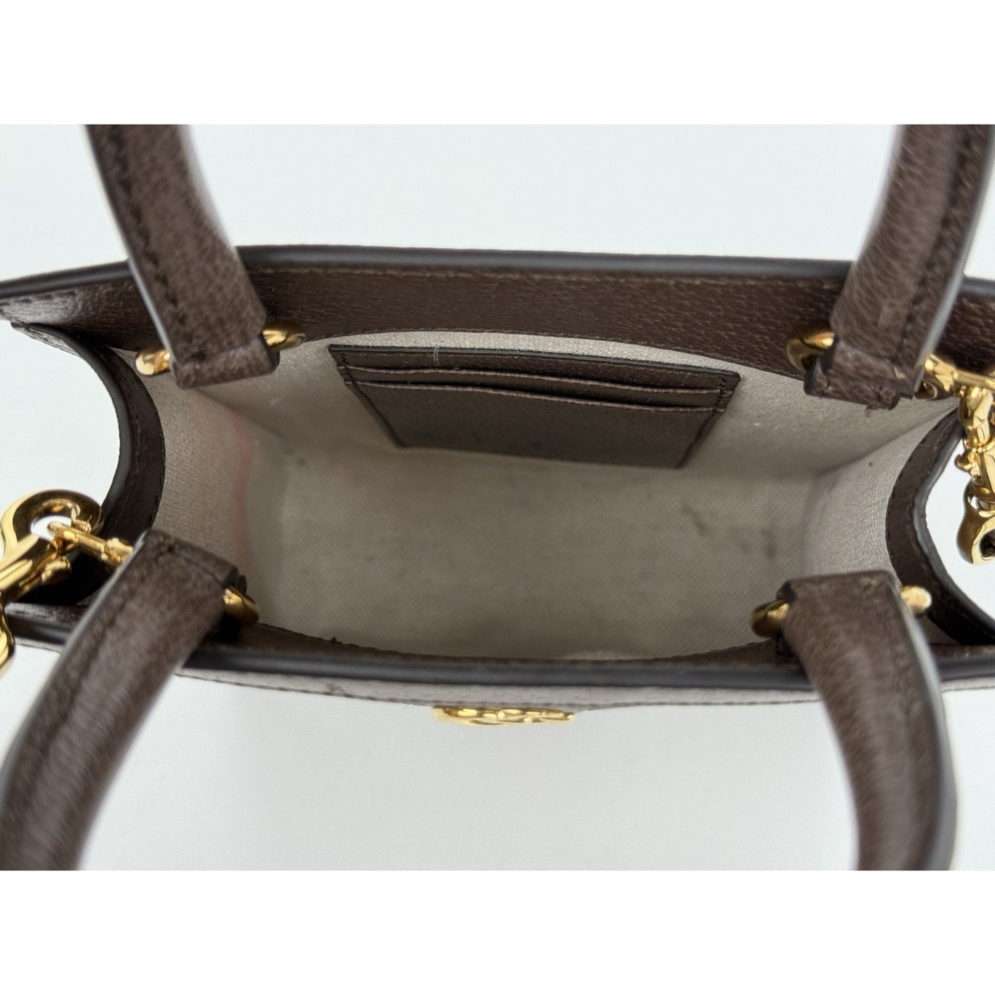 GUCCI Ophidia GG Supreme Super Mini Crossbody Handbag Canvas Beige Brown