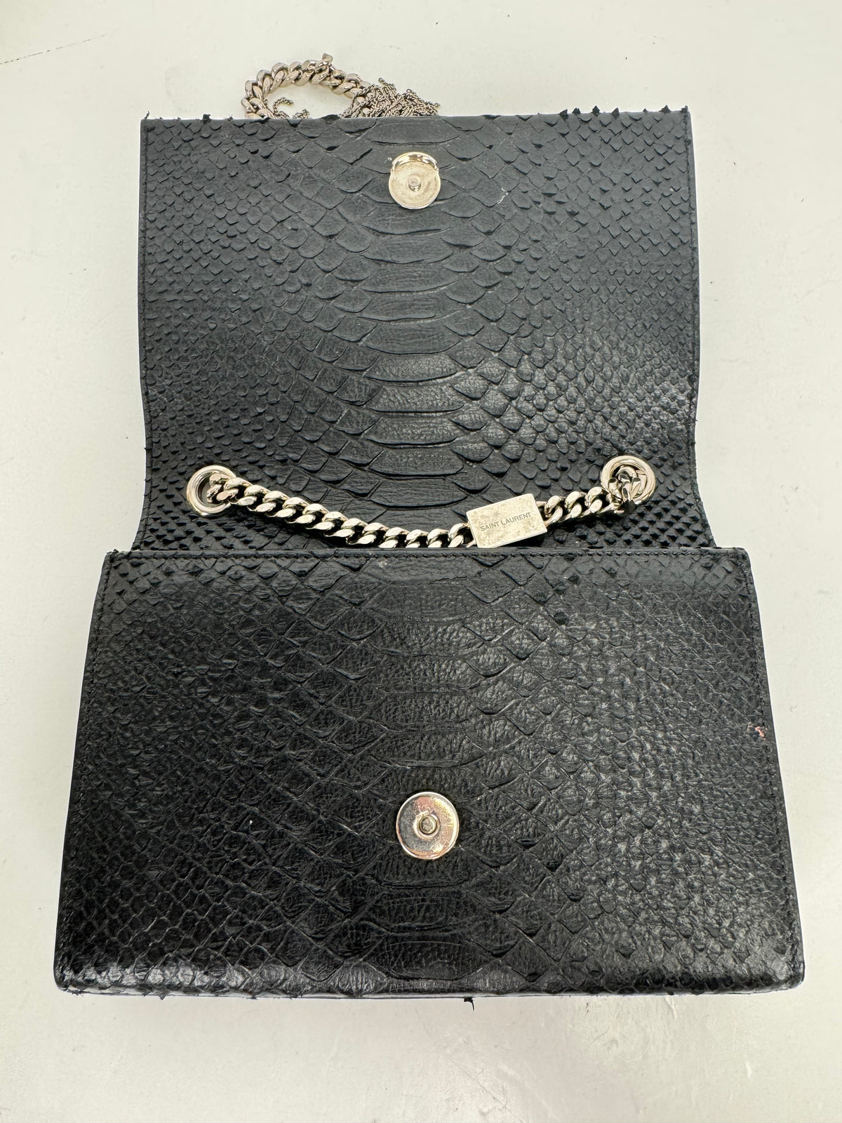 Saint Laurent Kate Tassel Bag in Black Python-Embossed Leather YS23