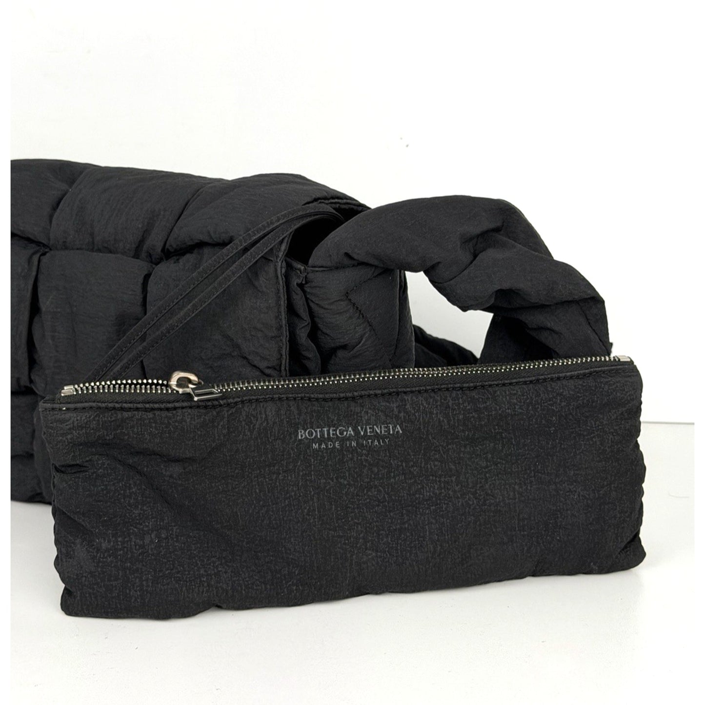 Bottega Veneta Nylon Intrecciato Padded Tech Cassette Bag in Black S07