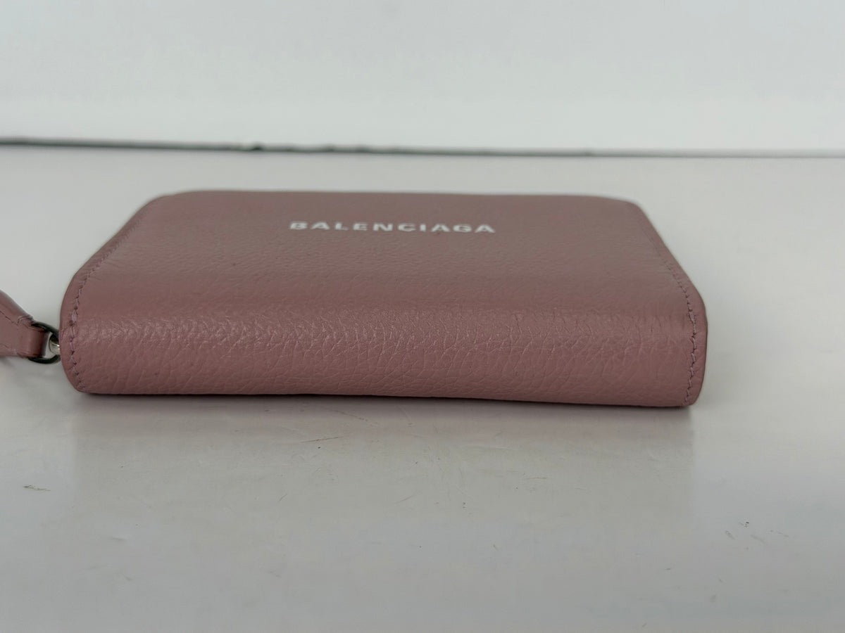 Balenciaga Cash Flap Coin Card Holder in Blush Pink Leather YK2