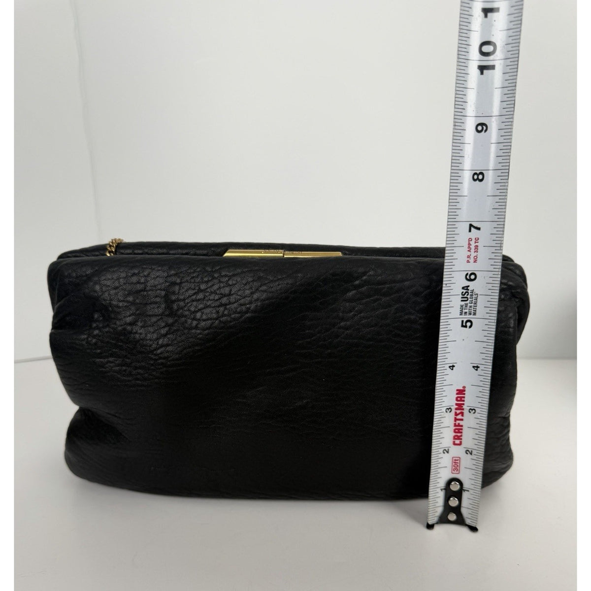 Saint Laurent Large Clutch in Nero Crafted Grained Leather Gold-Tone Hardware F3