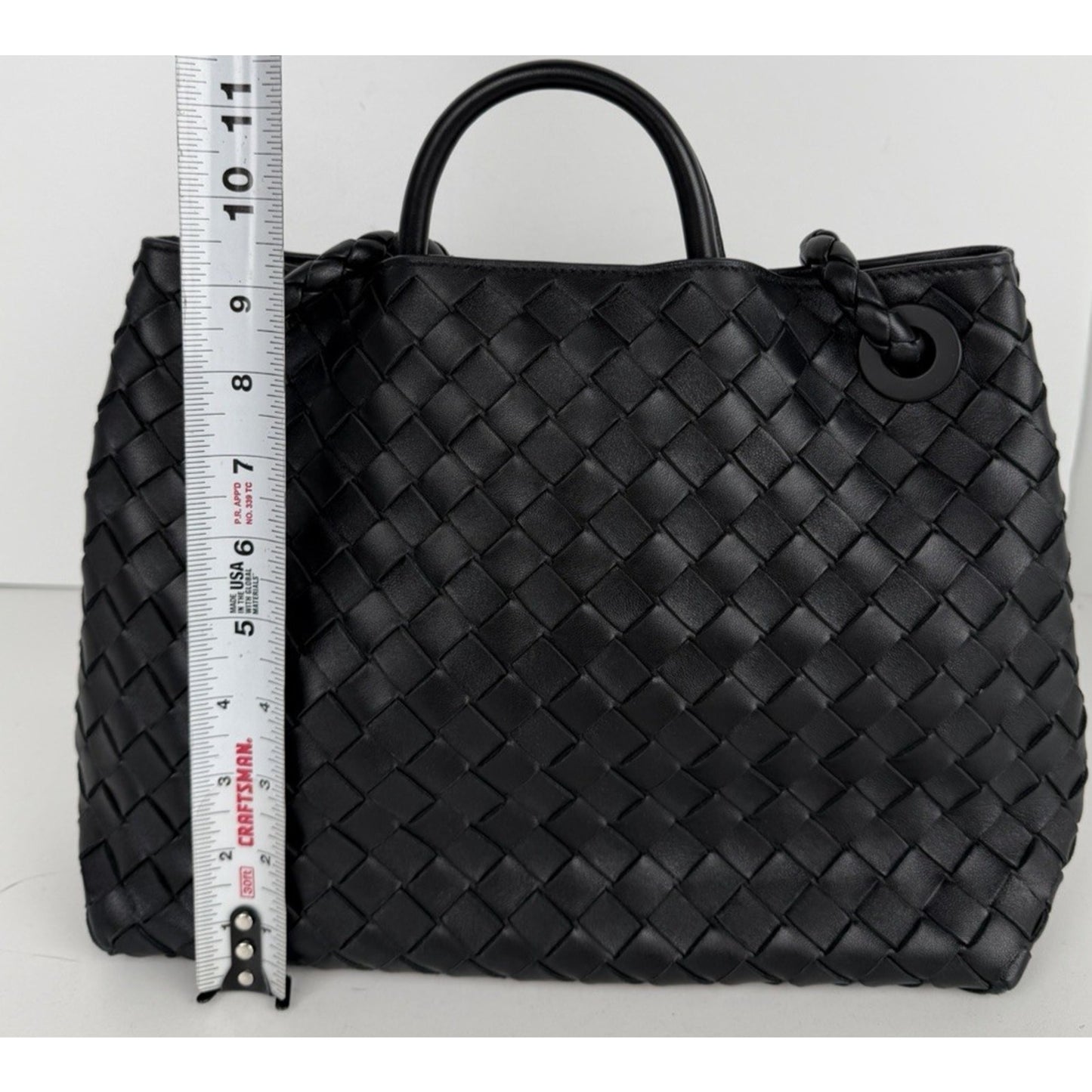 Bottega Veneta Andiamo Tote Small Bag in Black Intrecciato Leather D-4