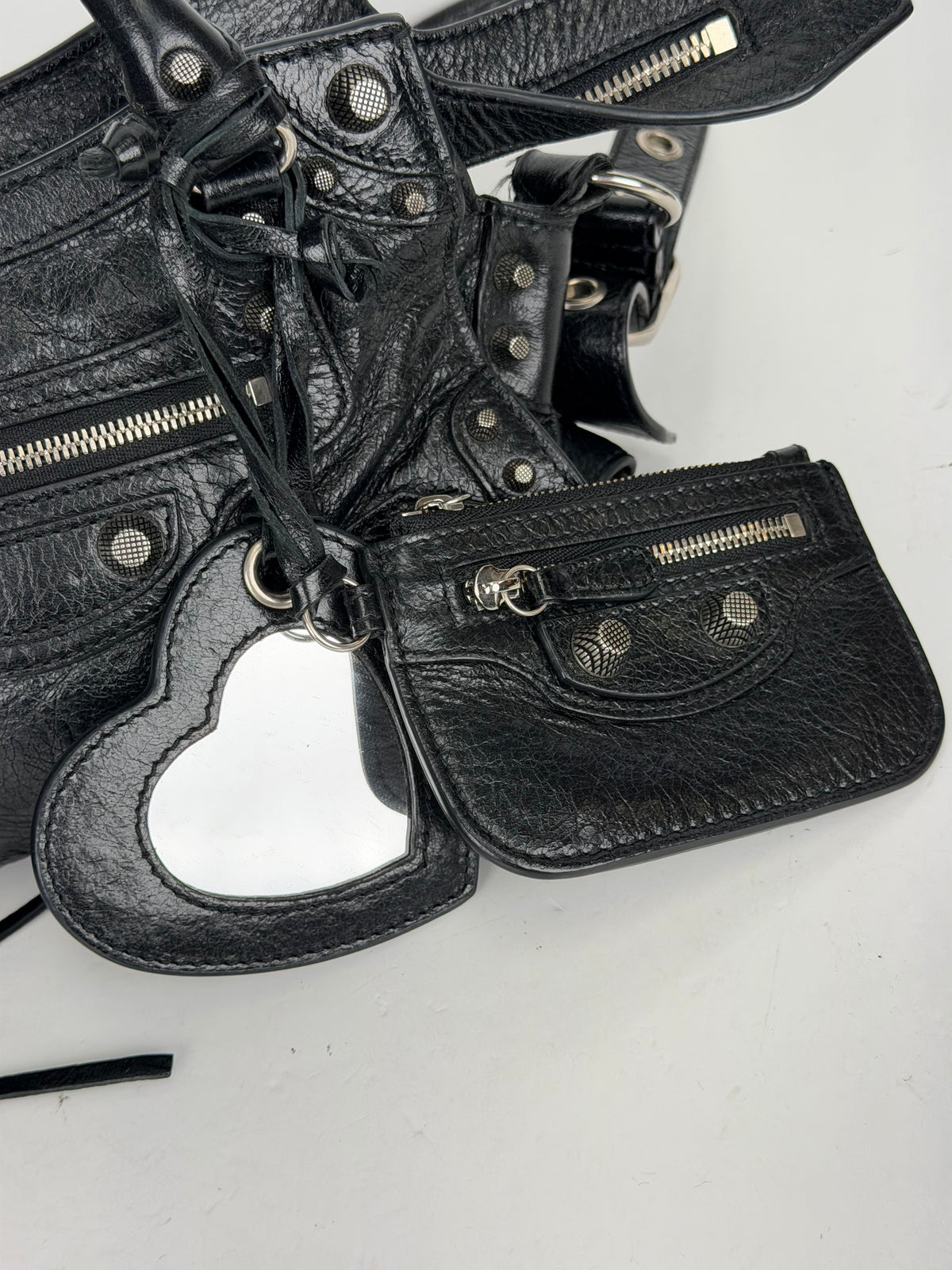 Balenciaga Neo Cagole Handbag XS in Black Crinkled Leather YS11