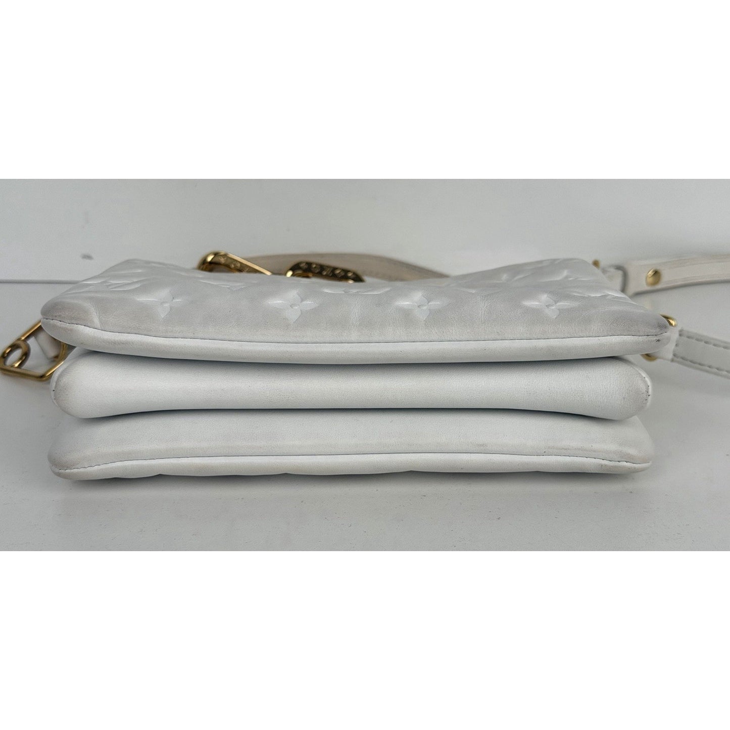 Louis Vuitton Coussin BB Shoulder Bag in White Embossed LV Monogram NFC E-1
