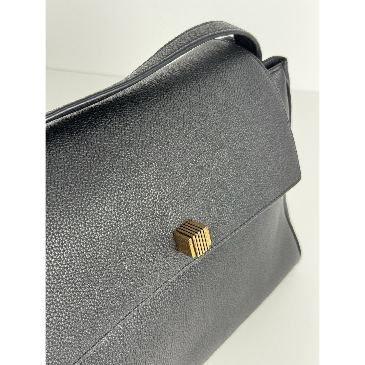 Khaite Audrey Shoulder Bag in Black Grained Leather D-9