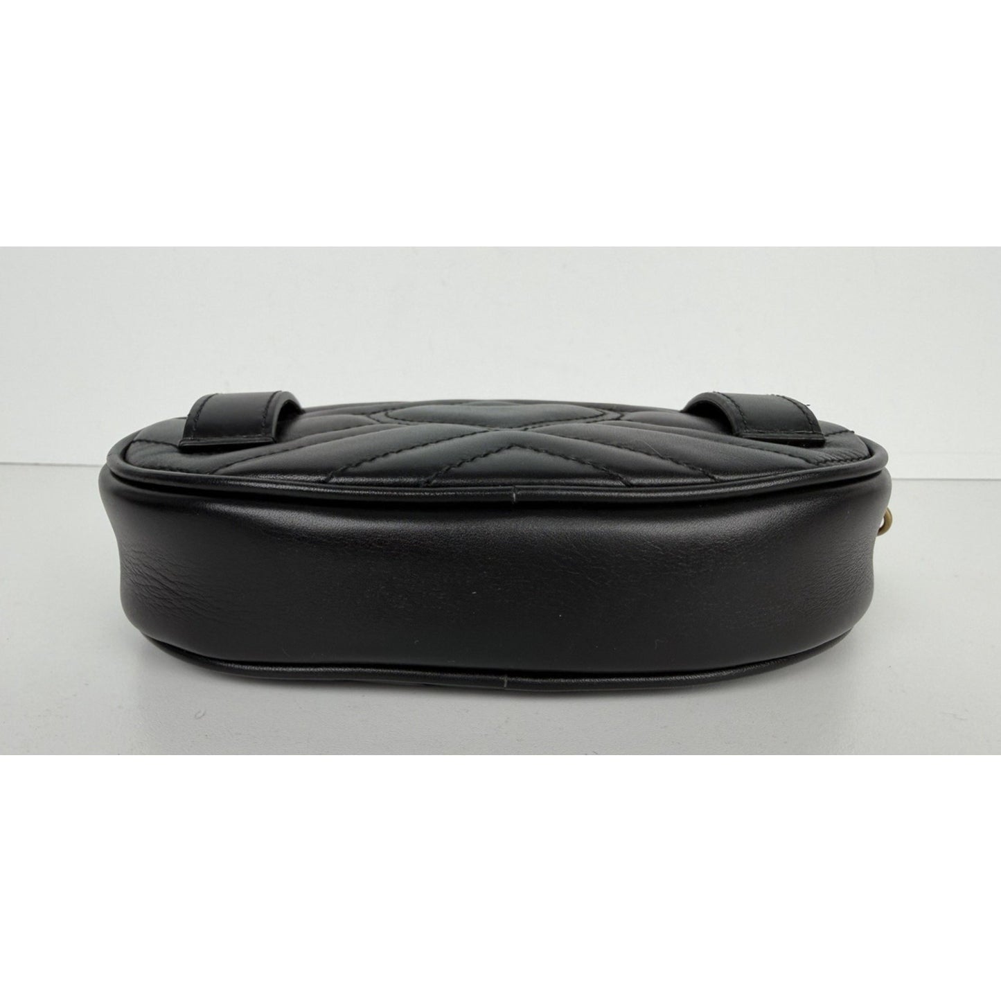Gucci GG Marmont Small Belt Bag in Black Matelasse Quilted Chevron Leather S19