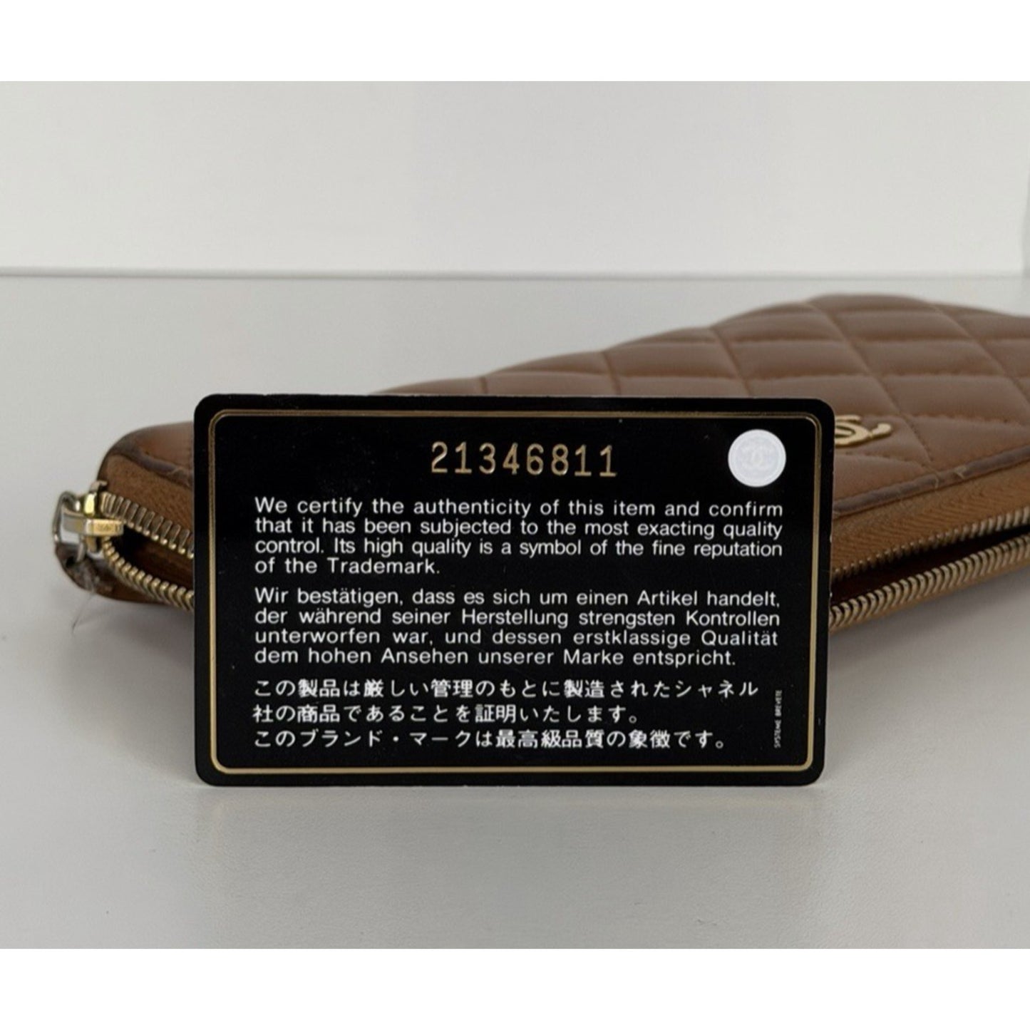 Chanel Timeless Quilted Leather Zip Around Wallet Brown with Gold Hardware