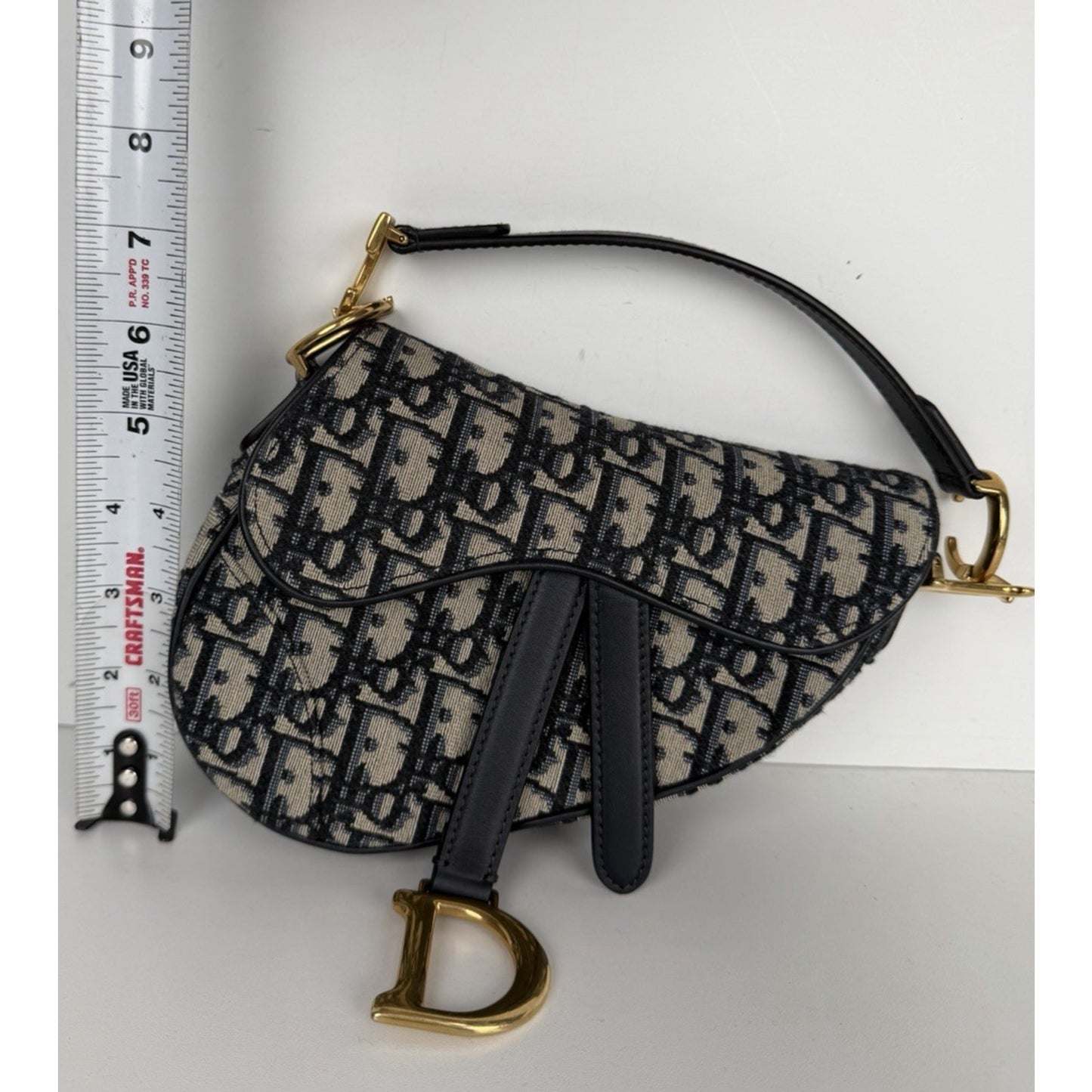 Dior Saddle Bag Mini in Blue Oblique Jacquard Canvas Gold-Tone Hardware 2018 C-9
