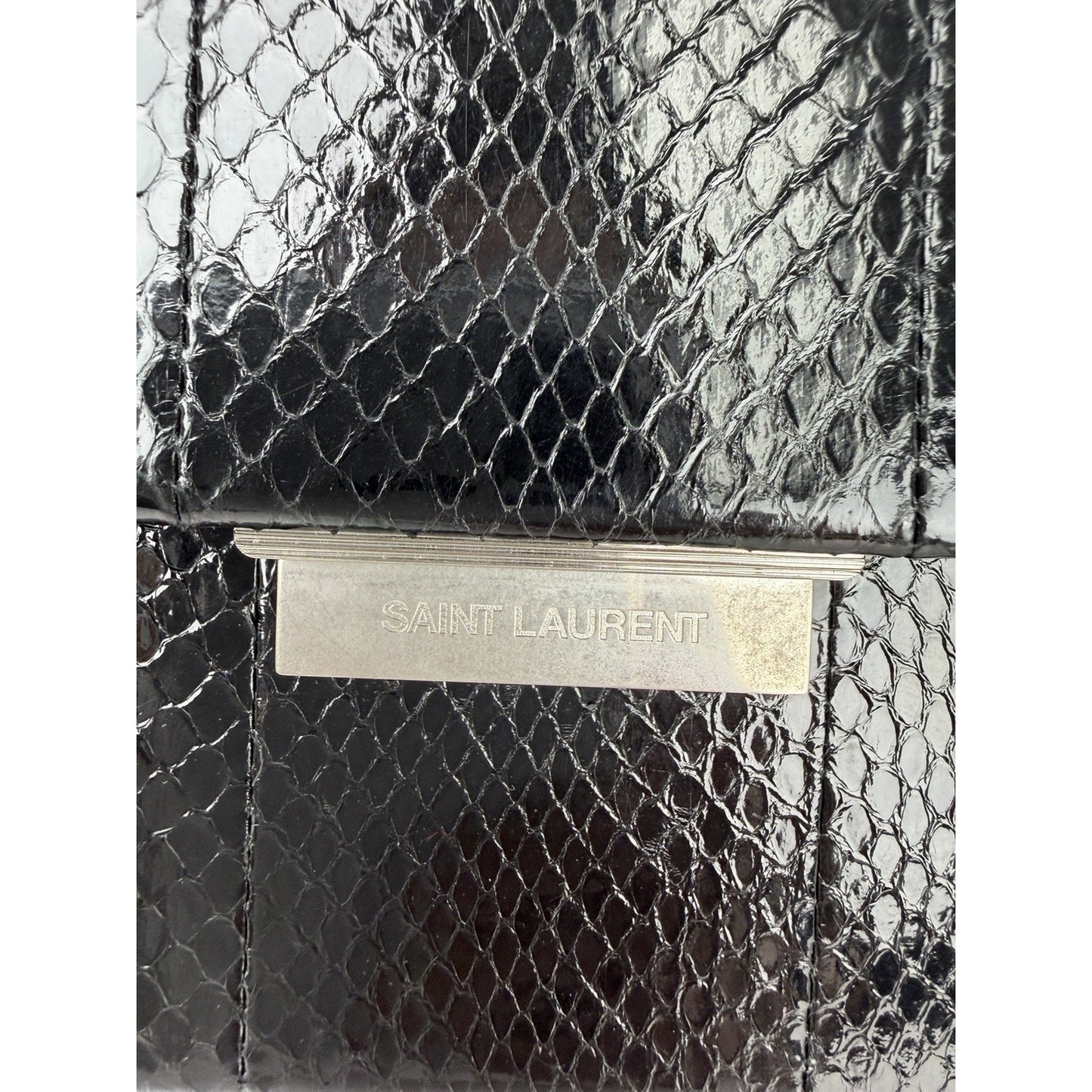 Saint Laurent Babylone Shoulder Bag Medium Black Leather with Silver Hardware S