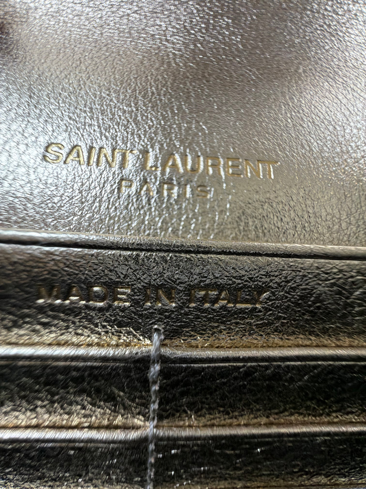 Saint Laurent Envelope Chain Wallet Azalea in Metallic Calfskin YS15
