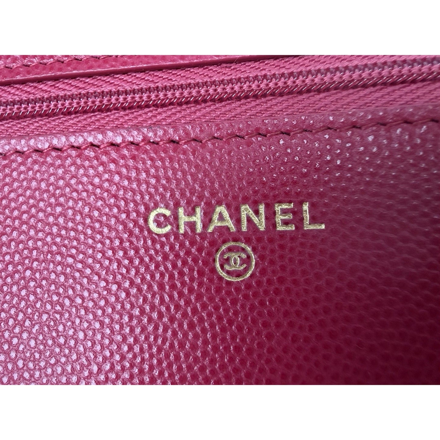 Chanel Classic Flap Wallet on Chain in Dark Pink Quilted Caviar Leather NFC U3